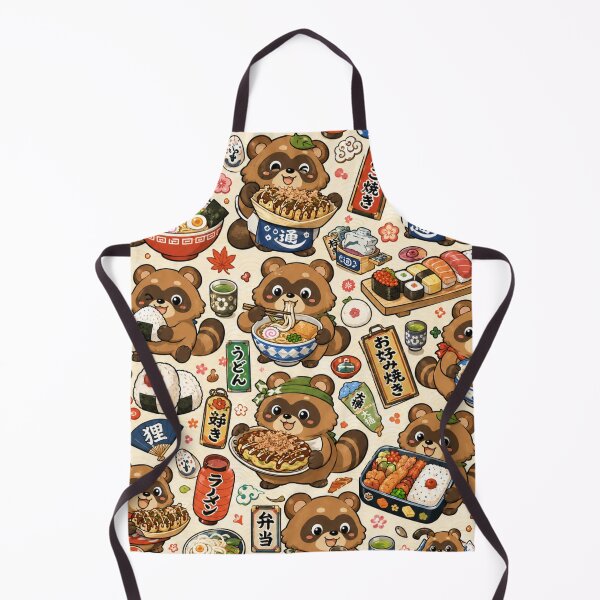 Item preview, Kawaii Tanuki Japanese Foodie Pattern – Cute Raccoon Dogs Enjoying Regional Japanese Cuisine Seamless Scrapbook Paper designed and sold by kawaii animal store (in Japan).
