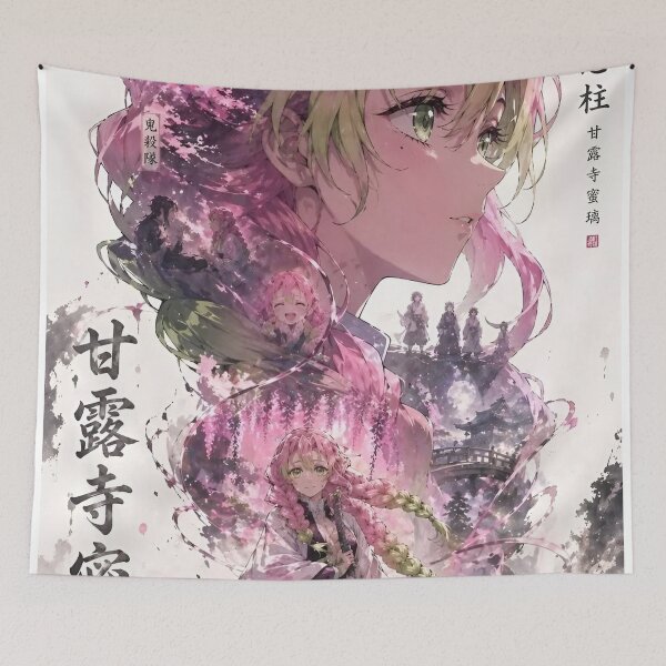 Item preview, Pink Blossom Sword Warrior Anime Art | Cherry Blossom Fantasy Girl Illustration | Elegant Kimono Fighter Wall Decor designed and sold by Dyan4.