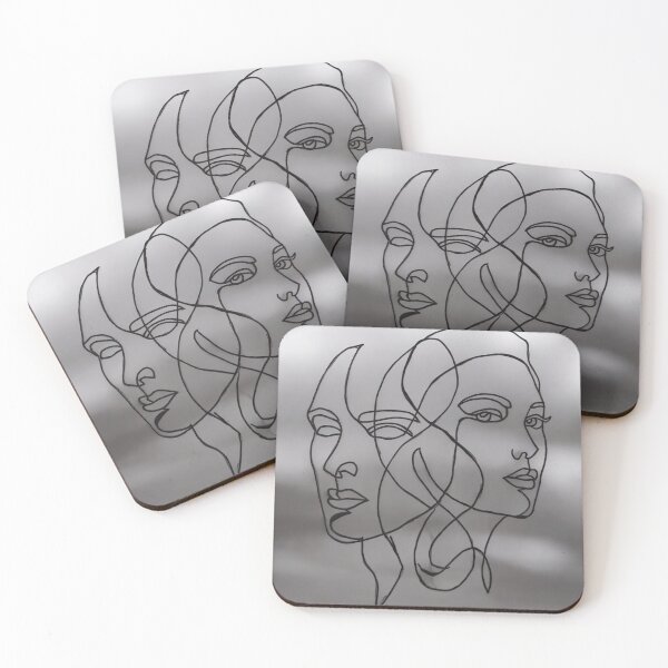 Item preview, Original Hand Sketched One Line Art Overlapping Faces designed and sold by FineLineVibes.