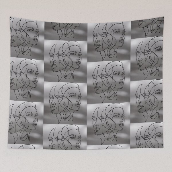 Item preview, Original Hand Sketched One Line Art Overlapping Faces designed and sold by FineLineVibes.