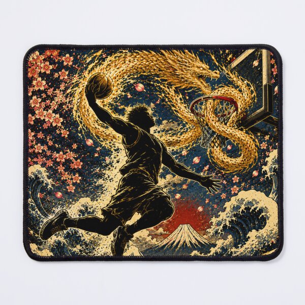 Item preview, Dunk Like a Dragon Japanese Dragon Basketball Ukiyo-e Sticker Art designed and sold by Locker39.