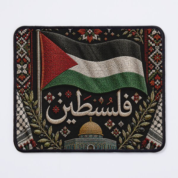 Item preview, Palestine Keffiyeh Map Tatreez with Dome of the Rock designed and sold by BrainCurves.