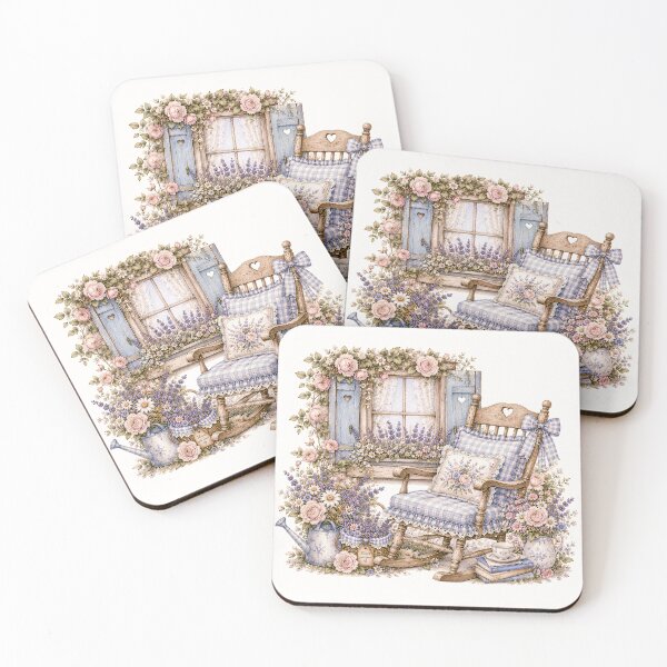 Item preview, Lavender Cottage Rocking Chair Retreat | Shabby Chic Cottagecore Garden Illustration designed and sold by looplandger.