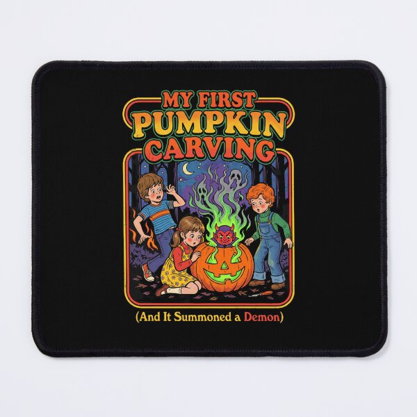 Item preview, Retro Halloween Dark Humor - Pumpkin Carving Demon designed and sold by ZUVLEX.