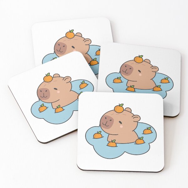 Item preview, Cute Kawaii Capybara in Hot Spring with Oranges designed and sold by debbiebento.