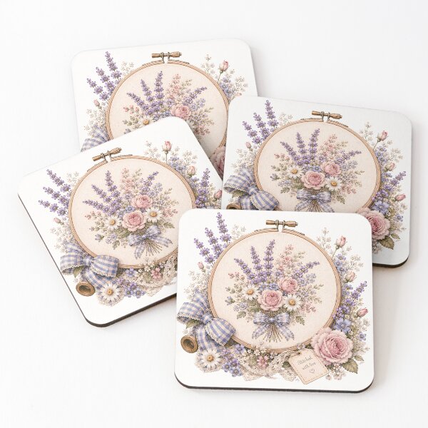 Item preview, Lavender Rose Embroidery Hoop | Cottagecore Floral Needlework Illustration designed and sold by looplandger.