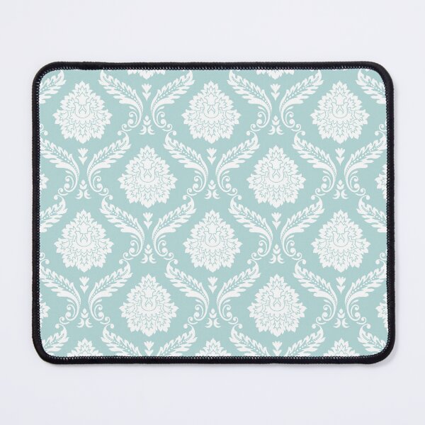 Item preview, Rococo Damask Pattern White on Duck Egg Blue designed and sold by NataliePaskell.