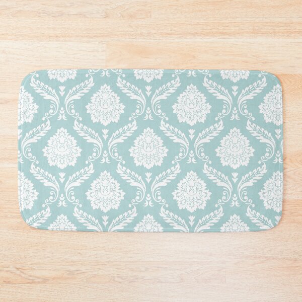 Item preview, Rococo Damask Pattern White on Duck Egg Blue designed and sold by NataliePaskell.