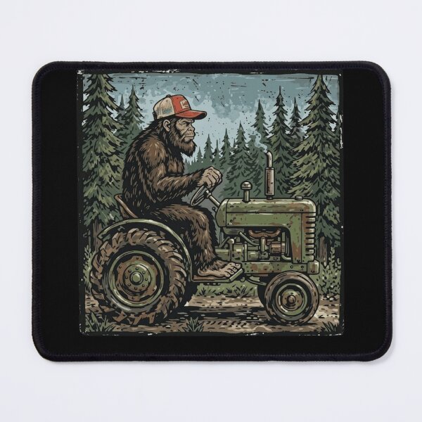 Item preview, Bigfoot Driving Vintage Tractor Sasquatch Farmer Retro Forest Art designed and sold by haitrieuic96.