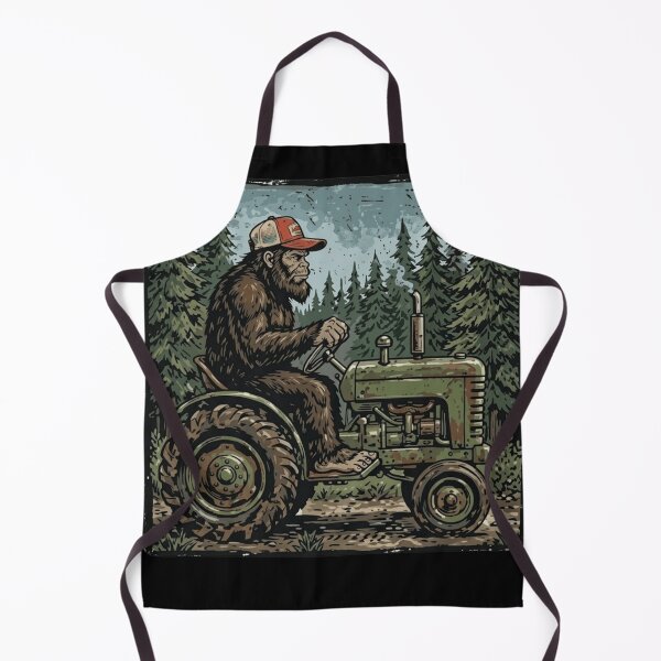 Item preview, Bigfoot Driving Vintage Tractor Sasquatch Farmer Retro Forest Art designed and sold by haitrieuic96.