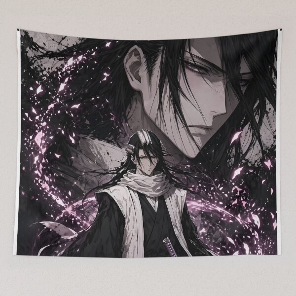 Item preview, Kuchiki Byakuya | Dark Ronin Samurai Anime Art | Shadow Warrior Aesthetic Illustration | Purple Energy Sword Fighter Wall Decor designed and sold by Dyan4.