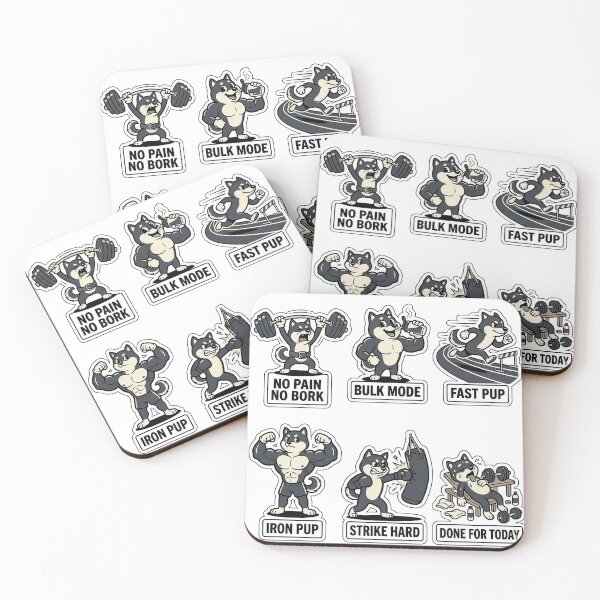 Item preview, Vintage Shiba Fitness Sticker Pack - Retro Workout & Iron Puns designed and sold by SimpleP.