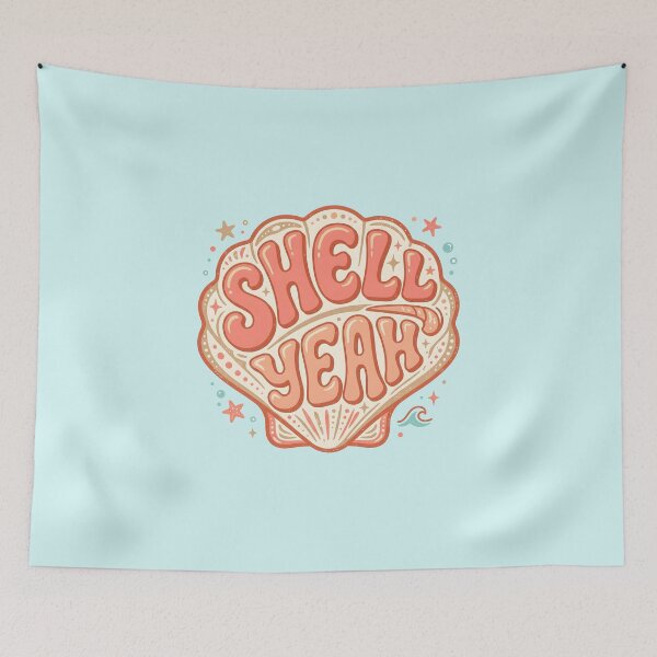 Item preview, Shell Yeah – Groovy Coastal Word Design designed and sold by Sea Gem.
