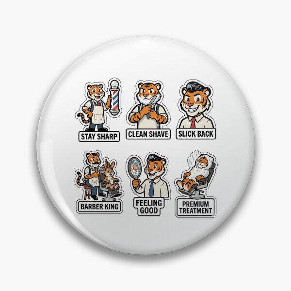 Item preview, Retro Tiger Barber Sticker Pack - Vintage Haircut & Shave Puns designed and sold by SimpleP.