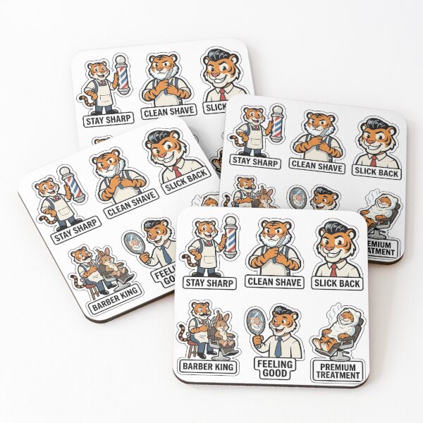 Item preview, Retro Tiger Barber Sticker Pack - Vintage Haircut & Shave Puns designed and sold by SimpleP.