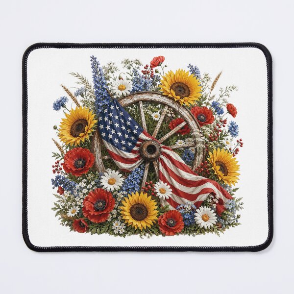 Item preview, Rustic Americana Sunflower Wagon Wheel Decor designed and sold by PetalGarden.