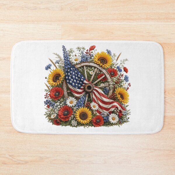 Item preview, Rustic Americana Sunflower Wagon Wheel Decor designed and sold by PetalGarden.