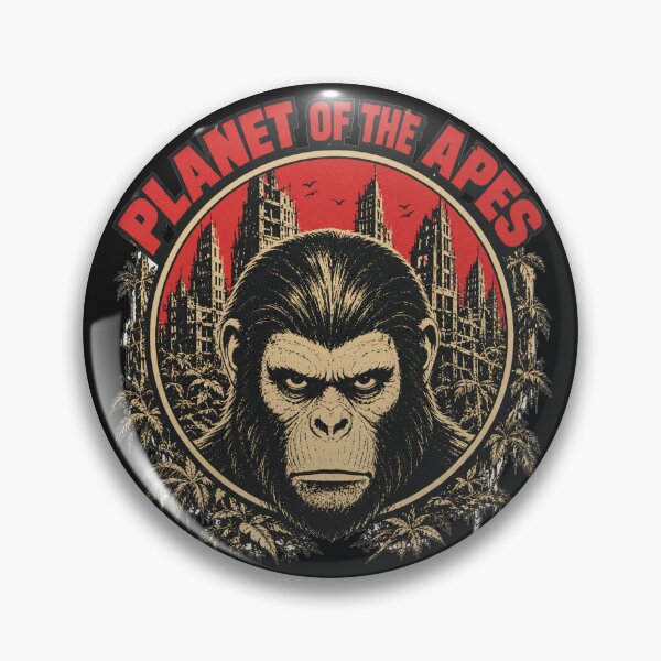 Aperçu de l'œuvre La Planète des Singes – Design de T-shirt rétro de science-fiction représentant une ville en ruines créée et vendue par Simbera.