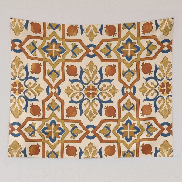 Item preview, Portugal Rustic Pattern Botanical Floral Marine Farmhouse Textile designed and sold by ART ATTACK ZONE.