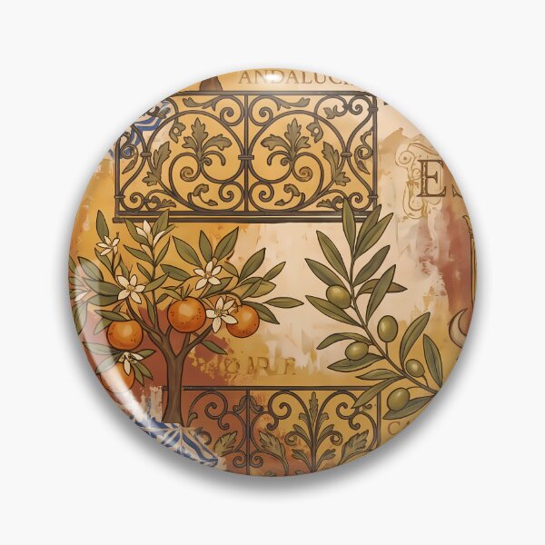 Item preview, España Spain Pattern Botanical Floral Marine Farmhouse Textile designed and sold by ART ATTACK ZONE.