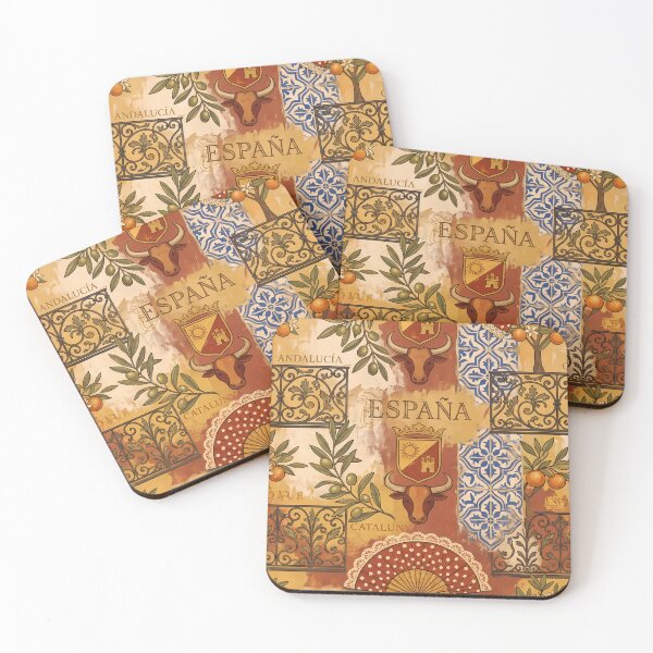 Item preview, España Spain Pattern Botanical Floral Marine Farmhouse Textile designed and sold by ART ATTACK ZONE.