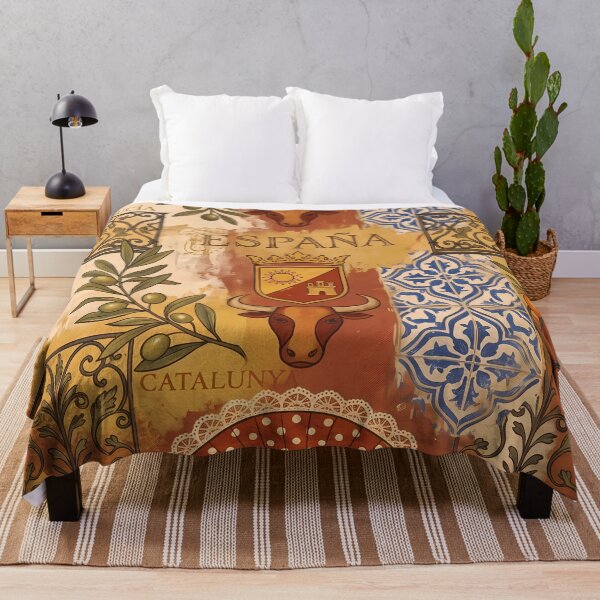 Item preview, España Spain Pattern Botanical Floral Marine Farmhouse Textile designed and sold by ART ATTACK ZONE.