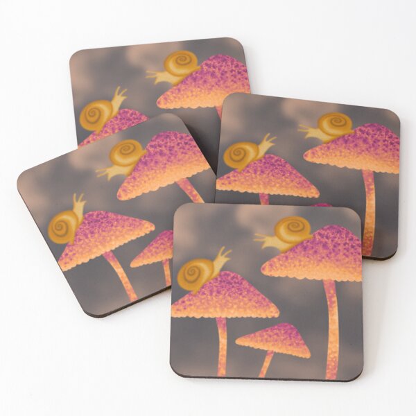 Item preview, Orange Snails On Pink Mushrooms designed and sold by sesalinicole.