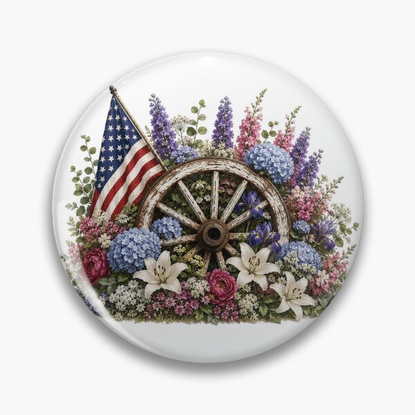 Item preview, Patriotic Floral Wagon Wheel Americana Design designed and sold by PetalGarden.