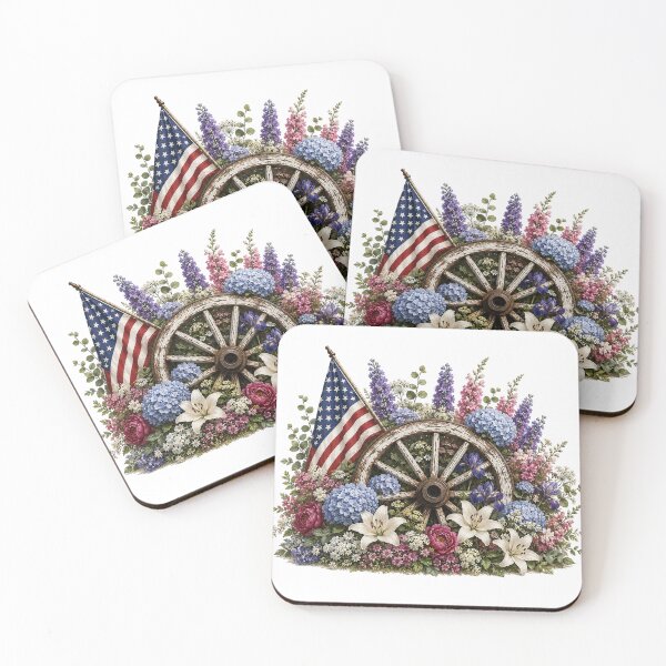 Item preview, Patriotic Floral Wagon Wheel Americana Design designed and sold by PetalGarden.
