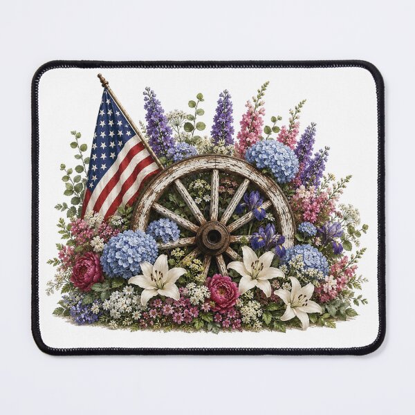 Item preview, Patriotic Floral Wagon Wheel Americana Design designed and sold by PetalGarden.