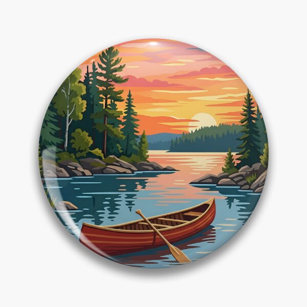 Item preview, Vintage Kawartha Lakes Ontario Canoe Poster designed and sold by Imaginationbeyond.