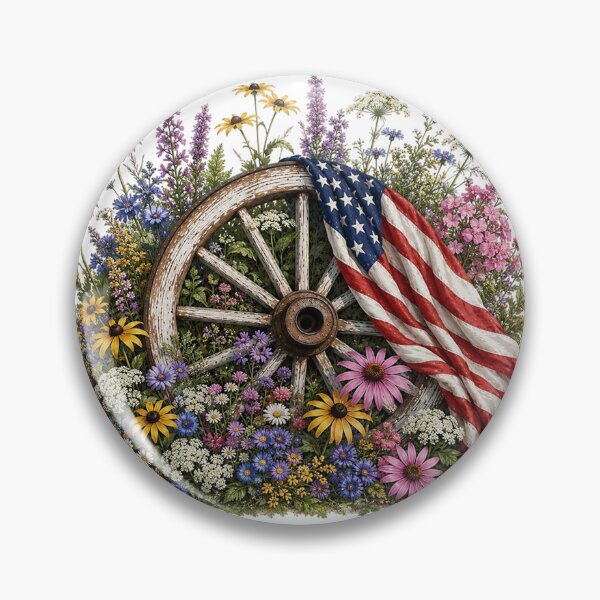 Item preview, Patriotic Floral Wagon Wheel Americana Design designed and sold by PetalGarden.
