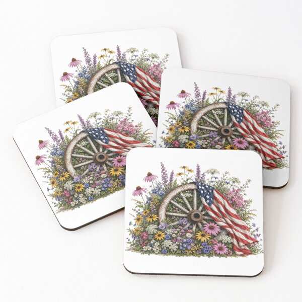 Item preview, Patriotic Floral Wagon Wheel Americana Design designed and sold by PetalGarden.