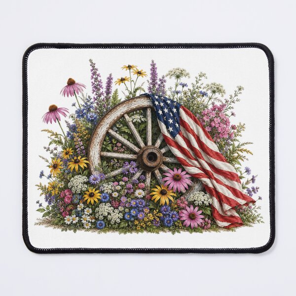 Item preview, Patriotic Floral Wagon Wheel Americana Design designed and sold by PetalGarden.