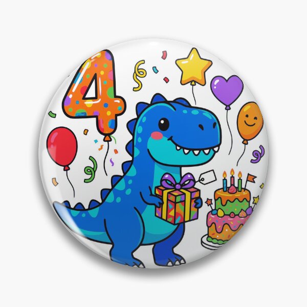 Item preview, Four Saurus T-rex 4th birthday boy/girl gift kids dino party designed and sold by Tronstell.