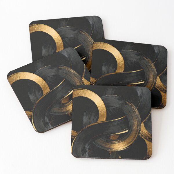 Item preview, Intertwined golden circles and arches - wall art - abstract art designed and sold by paulrommer.