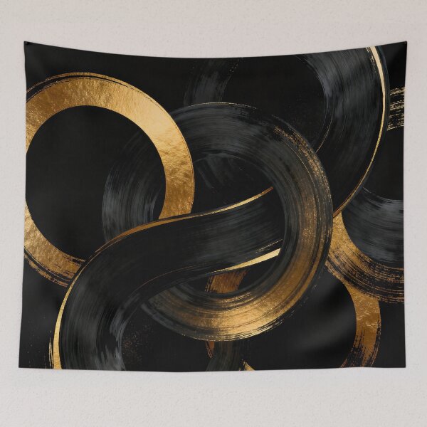 Item preview, Intertwined golden circles and arches - wall art - abstract art designed and sold by paulrommer.