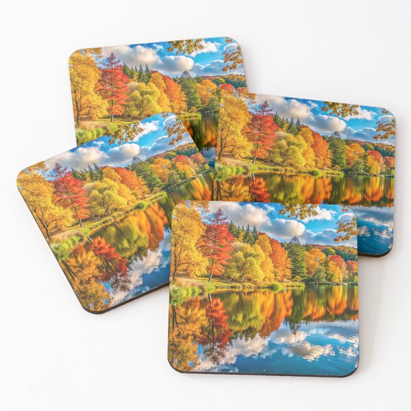 Item preview, Vibrant Autumn Forest Reflection in Crystal-Clear Lake designed and sold by zozo-shop.