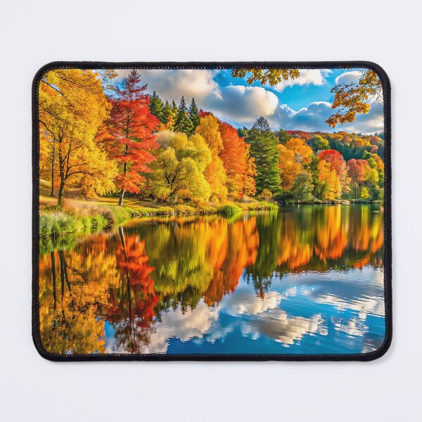 Item preview, Vibrant Autumn Forest Reflection in Crystal-Clear Lake designed and sold by zozo-shop.