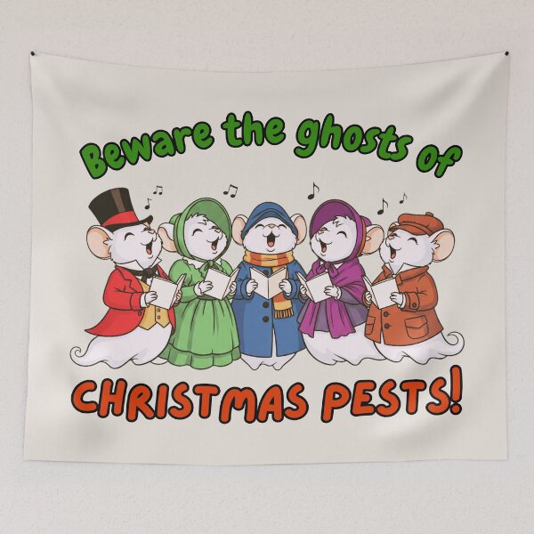 Item preview, Caroling Ghost Mice - Beware the Ghosts of Christmas Pests designed and sold by Marlette LLC.