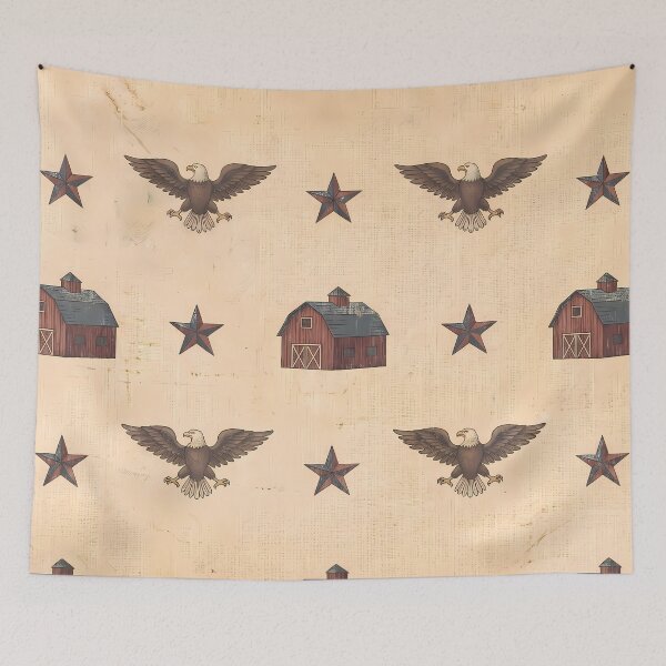Item preview, United States Pattern Botanical Floral Marine Farmhouse Textile designed and sold by ART ATTACK ZONE.