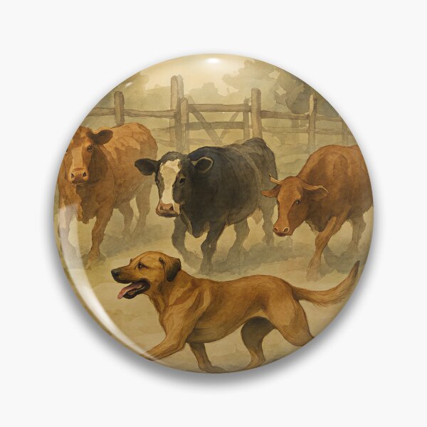 Item preview, Black Mouth Cur Herding Cattle Watercolor  designed and sold by RebelPawz.