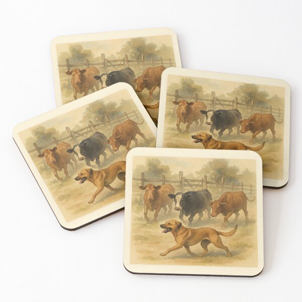 Item preview, Black Mouth Cur Herding Cattle Watercolor  designed and sold by RebelPawz.