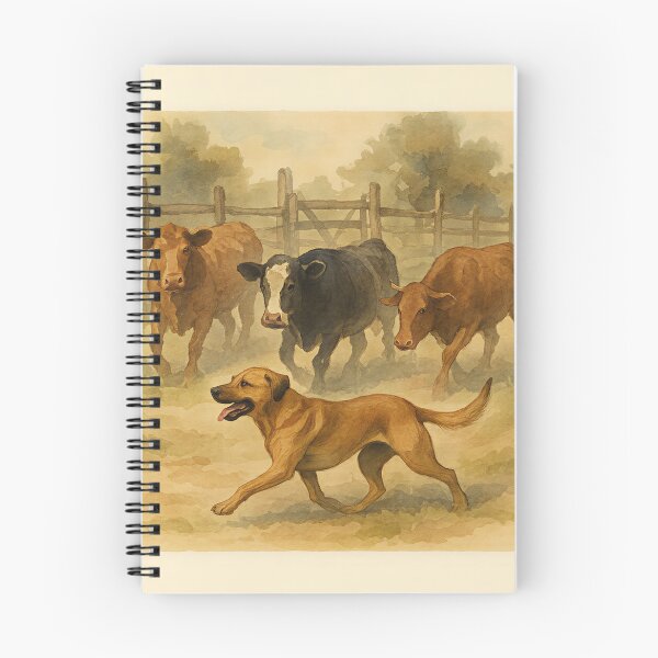 Item preview, Black Mouth Cur Herding Cattle Watercolor  designed and sold by RebelPawz.