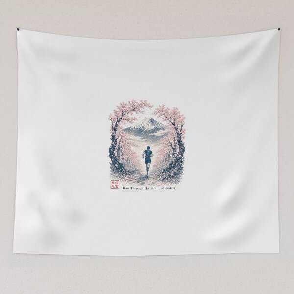 Item preview, Run Through the Storm of Beauty  Japanese Cherry Blossom Trail Runner Art designed and sold by Locker39.
