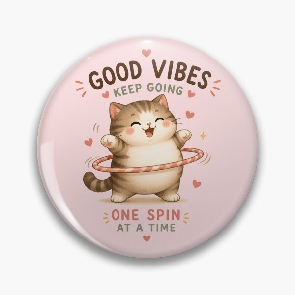 Item preview, Good Vibes Keep Going – Cute Chubby Cat Hula Hoop Motivational Kawaii Design designed and sold by Tidarat-27.