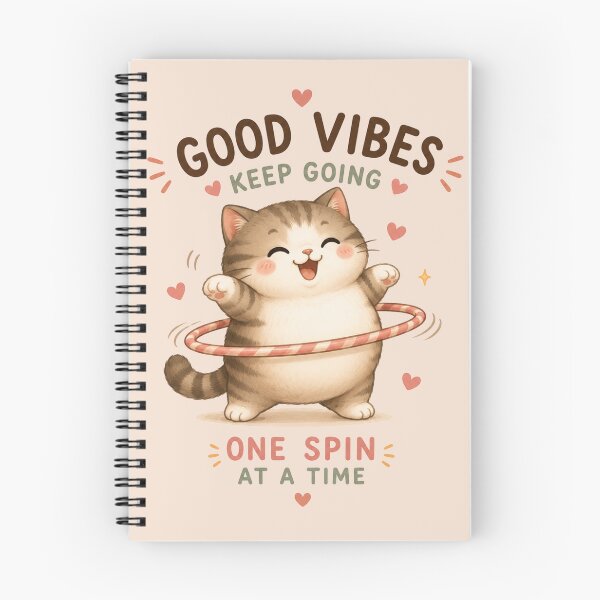 Item preview, Good Vibes Keep Going – Cute Chubby Cat Hula Hoop Motivational Kawaii Design designed and sold by Tidarat-27.