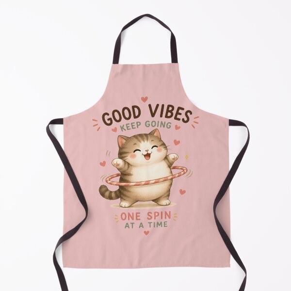 Item preview, Good Vibes Keep Going – Cute Chubby Cat Hula Hoop Motivational Kawaii Design designed and sold by Tidarat-27.