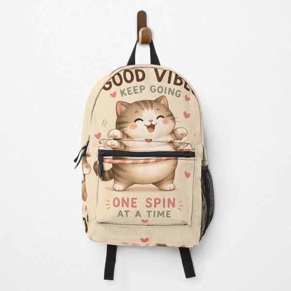 Item preview, Good Vibes Keep Going – Cute Chubby Cat Hula Hoop Motivational Kawaii Design designed and sold by Tidarat-27.
