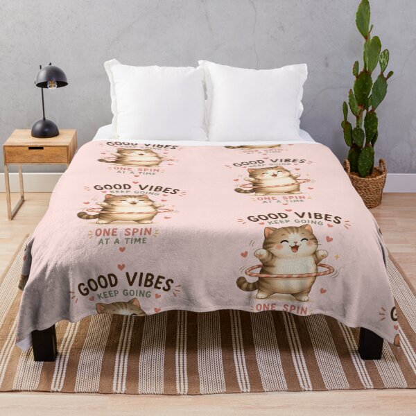 Item preview, Good Vibes Keep Going – Cute Chubby Cat Hula Hoop Motivational Kawaii Design designed and sold by Tidarat-27.